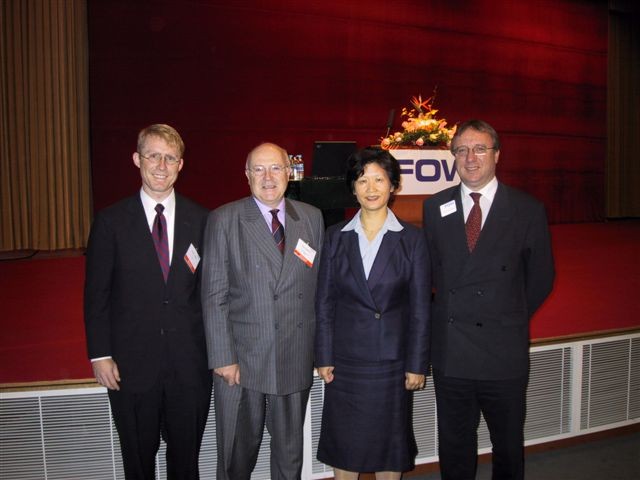 CFTC Commissioner Walt Lukken (far left) represented CFTC at the FOW Trade Mission in Shanghai, China, November 21. Shown with Commissioner Lukken are other speakers at the mission, including (from his left) Roy Leighton, Chairman of the London-based Futures and Options Association; Wang Li-Hua, Chairman of the Shanghai Futures Exchange; and David Setters, Managing Director of FOW in London.