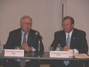 NFA President and CEO Daniel J. Roth and CFTC Chairman James E. Newsome Answer Questions From Members of the Media, August 26, 2003.
