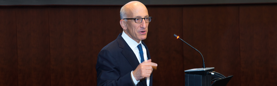 Photo showing Timothy G. Massad, CFTC Chairman, delivering the opening remarks to the attendees of the Commodity Futures Trading Commission annual symposium for international market authorities on regulation of derivatives products, markets, and financial intermediaries. Photo by Clark Day Photography.
