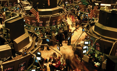 Photo showing the trading floor of the New York Stock Exchange.