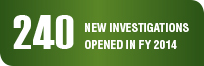 240 new investigations opened in Fiscal Year 2014.