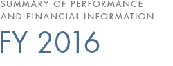 Summary of Performance and Financial Information FY 2016